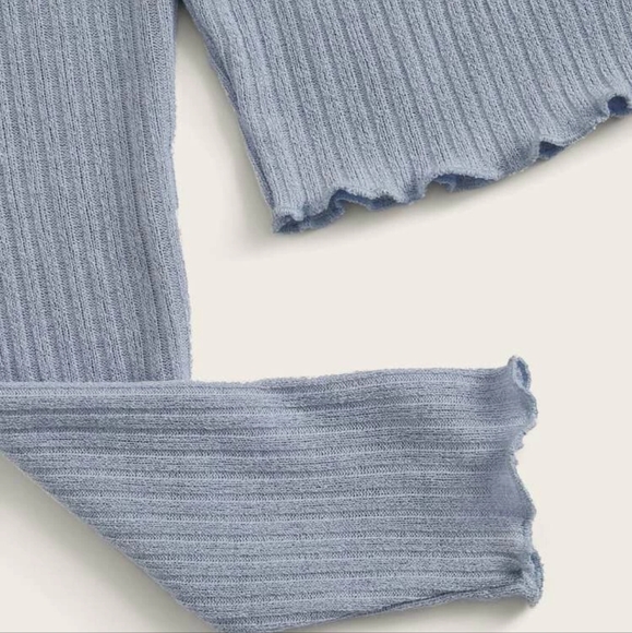 2/$20 | ROMWE | Lettuce Trim Floral Embroidery Rib-Knit Top - Picture 3 of 5